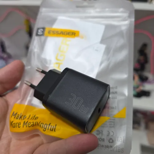 Carregador USB Tipo C de 30 Watts ESSAGER, ideal para iPhone Samsung Galaxy S25 Ultra S26