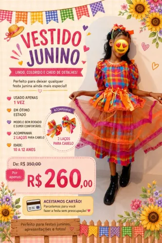 Vestido Junino Infantil 