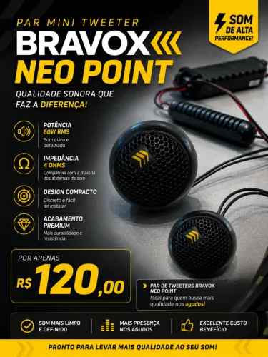 Par Mini Tweeter Bravox Neo Point 60w Rms 4 Ohms Som