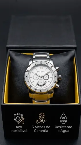 Relógio bvlgari prata zerado na caixa