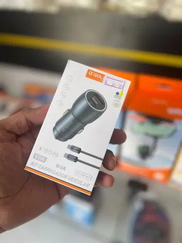 Carregador veicular 60w turbo carga em 30 minutos 