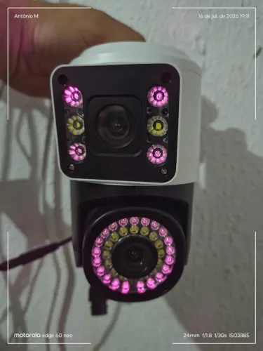 Camera Wifi Dupla Lente 5MP Segurança Externa 360 Visão Noturna Colorida Full HD