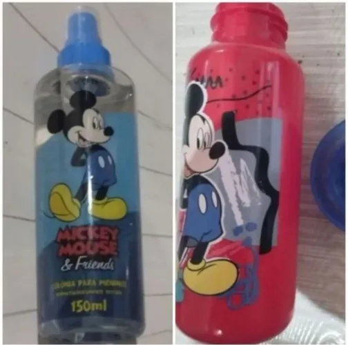 kit com 1 colônia do mickey masculino +1garrafa de àgua do mickey original da avon