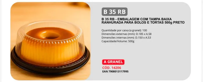 25 caixas de embalagens com tampa baixa com rachadura para bolos e tortas 500g preto BWB