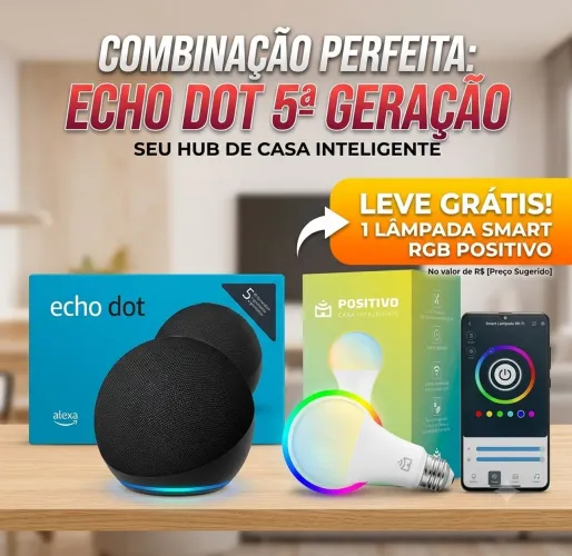 Promoção! Kit Casa Inteligente Alexa + Lâmpada RGB