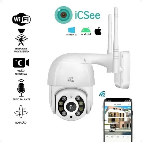 Câmera de Segurança Wi-Fi Externa 1080p iCSEE - Prova D'agua - Novo