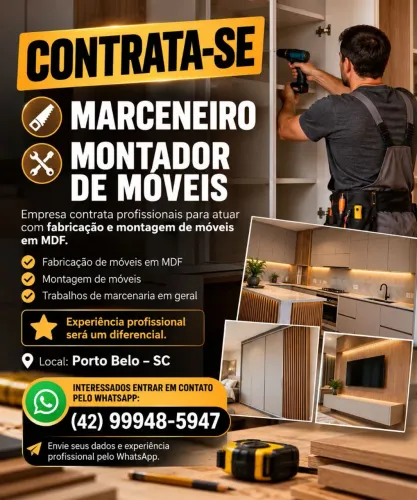 CONTRATA - SE MARCENEIRO ? MONTADOR DE MÓVEIS