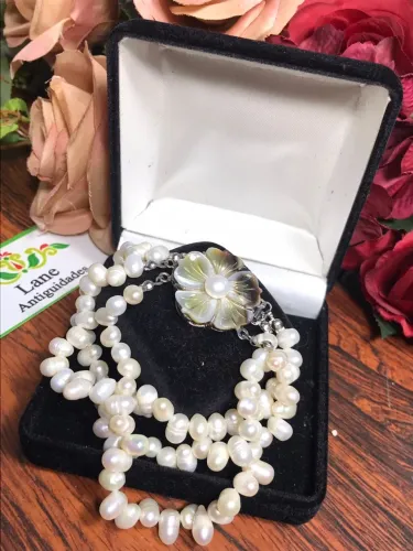 Pulseira de Pérola Fecho Flor