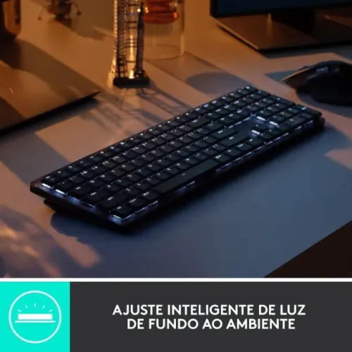 eclado Mecânico sem fio Logitech MX Mechanical com Teclas Retroiluminadas Tactile Quiet,