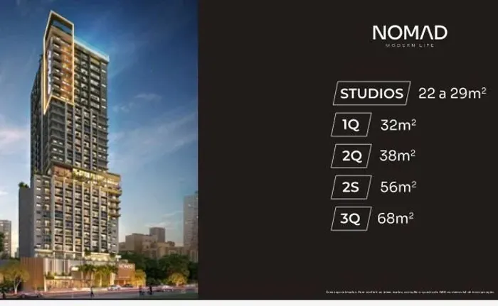 Apartamento à venda no Nomad Modern Life Setor Bueno | 1 Quarto, 1 Suíte | 22m²