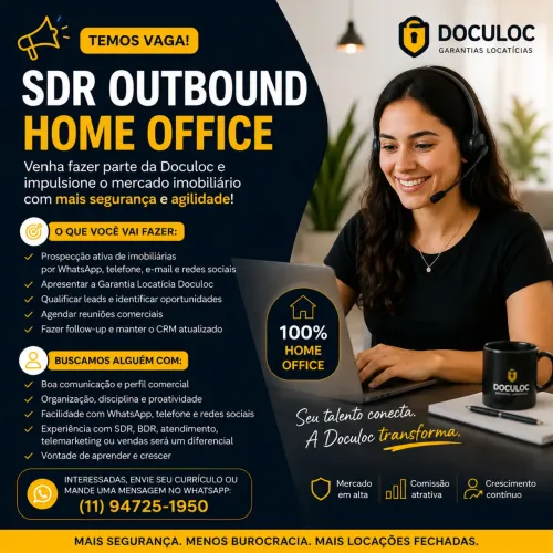 Vaga comercial sdr outbound Home Office