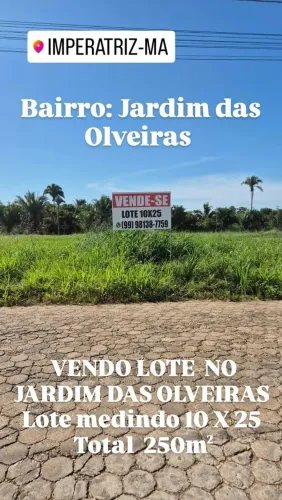 VENDO LOTE 10 X 25 (250 m²) NO JARDIM DAS OLVEIRAS