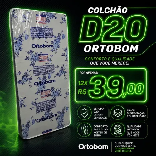 Colchão Solteiro Ortobom 12X R$ 39,00 Mensal nos Cartões Entrega Grátis