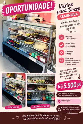 Vitrine de doces refrigerada