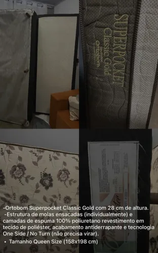 Cama Box Baú Queen Size Completa com Colchão - Excelente Estado