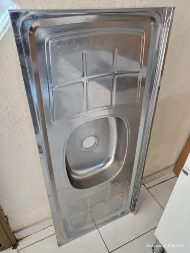 Pia de inox com cuba para cozinha 120 x 54 cm
