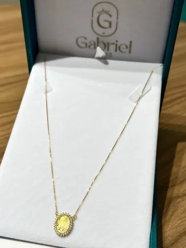 Cordão de ouro feminino medalha nossa senhora