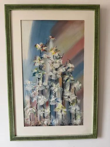 Quadro Assinado Esdras Estilo flores abstratas Raro. Em Bom Estado. 60x90