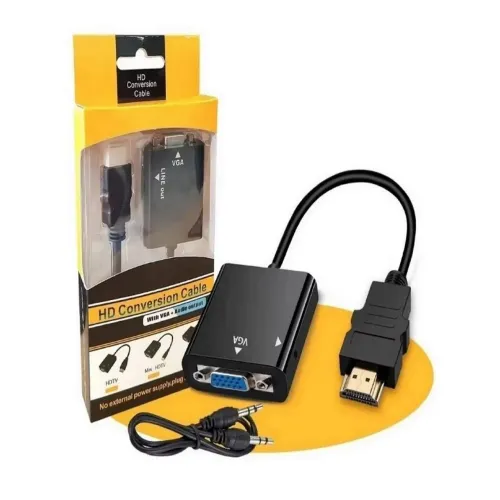 Adaptador Conversor HDMI x VGA com cabo P2