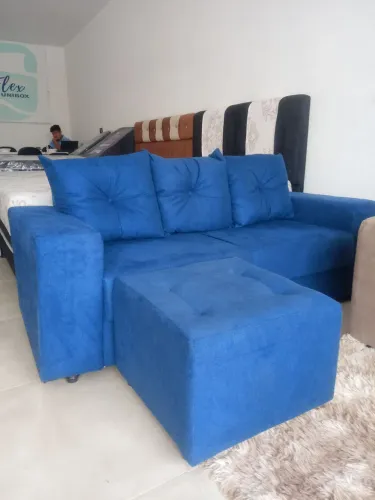 Sofá 3lugares + Puff-Novo de fábrica!