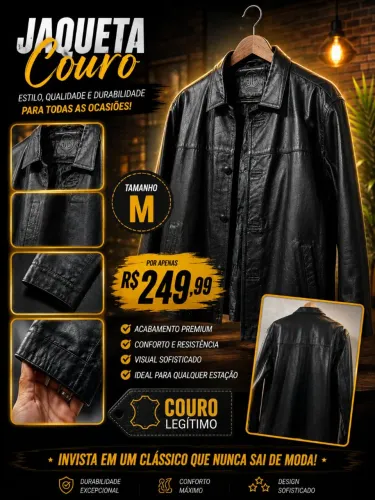 Jaqueta masculina couro original