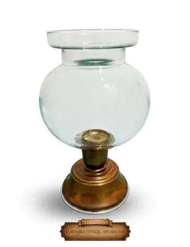 luminária de mesa porta vela antiga década de 70 castiçal