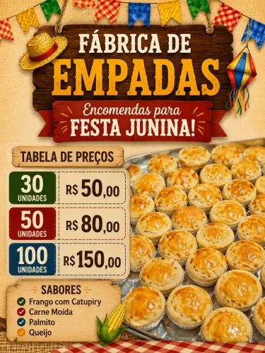 FÁBRICA DE EMPADAS - ENCOMENDAS PARA FESTA