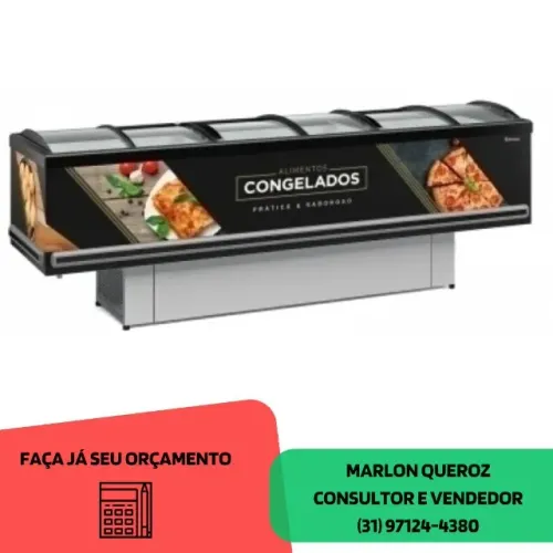 Ilha de Congelados 3M Vidro Curvo Gelopar 220V
