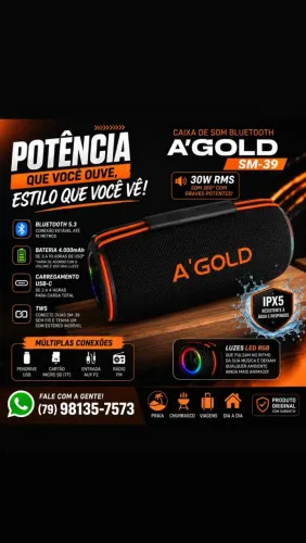 Caixa de Som Bluetooth A'Gold SM-39 - 30W RMS