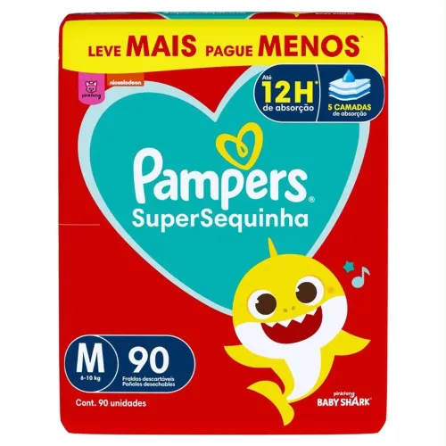 Fralda Pampers Supersequinha Tamanho M 90 Unidades