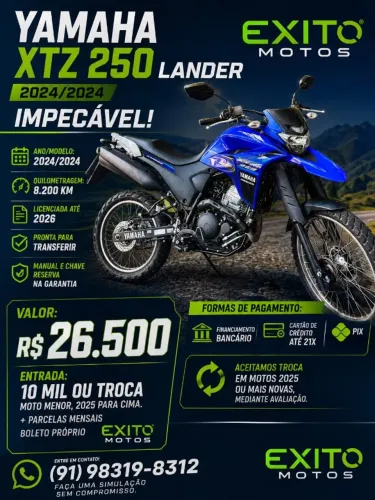 YAMAHA XTZ250 LANDER - 10 mil entrada e resto no boleto!