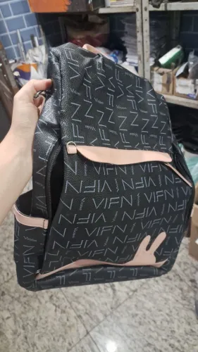 Mochila Feminina Vivizhen Preta com Rosa - Bom Estado