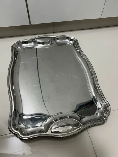 Bandeja retangular em aço inox 50 X 35
