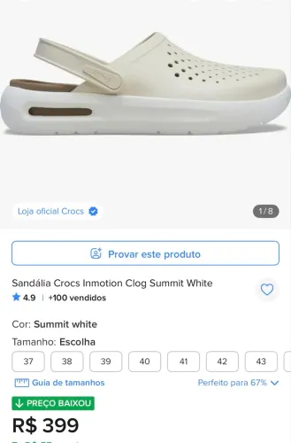 Sandália Crocs Inmotion Clog Summit White