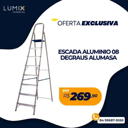 ESCADA RESIDENCIAL ALUMINIO 8 DEGRAUS ALUMASA