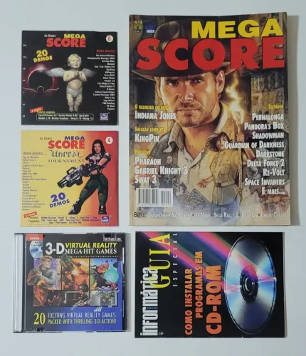 Lote PC - Revista Mega Score Vol 4 + CDs Demos (GTA 2) + CD 3D MEGA-HIT GAMES (Doom)