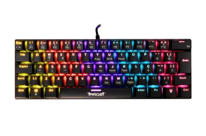 Teclado Mecanico TGT Sherman V3 C1, Rainbow, ABNT2, Switch Vermelho, Preto, TGT-SHRC-RD01