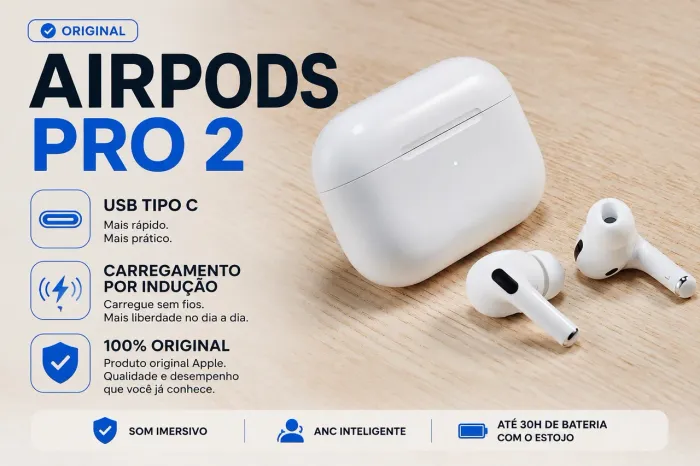 AirPods Pro 2 USB-C e Case MagSafe na Caixa - Funciona 100%