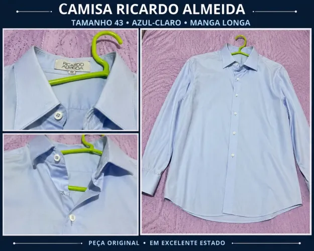 Camisa social azul clara Ricardo Almeida Original tamanho 42/43