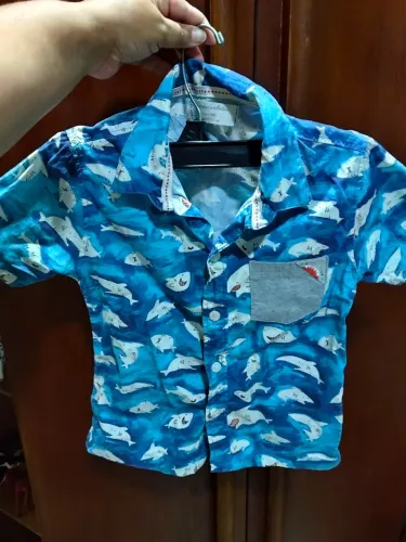 Camisa Social Infantil Alphabeto 4 anos Tubarões
