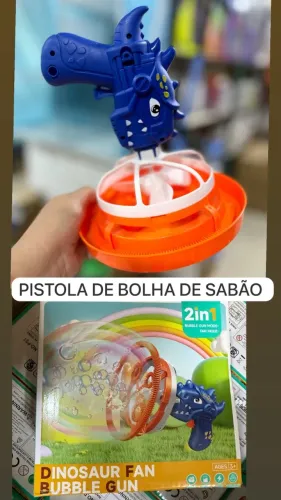 pistola de bolhas de sabão em formato de dinossauro 2 em 1