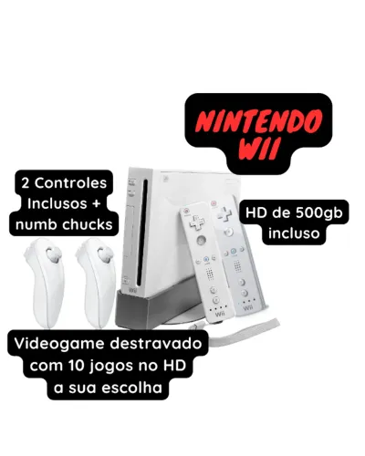Nintendo Wii Seminovo 100% Revisado + HD de 120Gb com Destrava