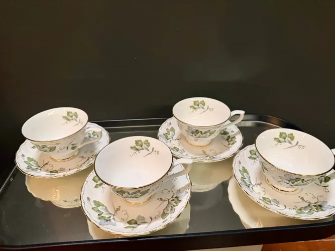 Conjunto 4 Xícaras de Chá com Pires Hoya Bone Excellent - Porcelana Tailandesa