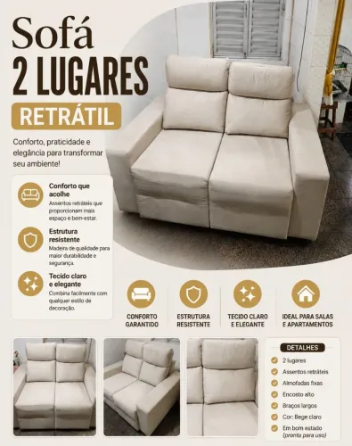 Sofá 2 Lugares Retrátil