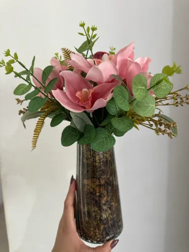 Arranjo com flores rosa