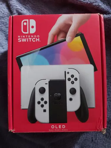 Caixa Nintendo Switch + Berço e Manual (OLED BRANCO)