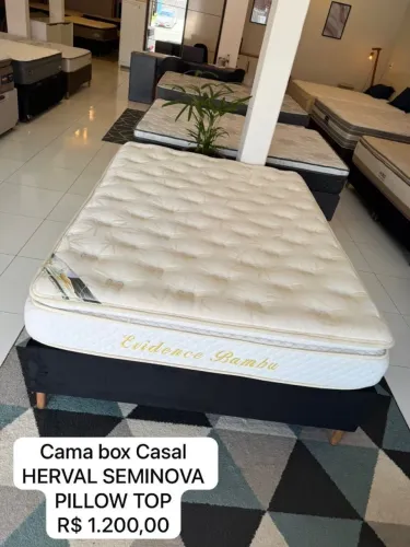 Cama de Casal HERVAL COM COLCHÃO CASAL SEMINOVO - Entrego!