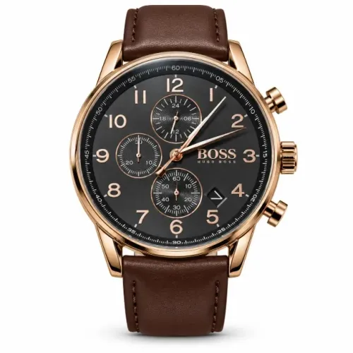 Relógio Masculino BOSS by Hugo Boss Navigator Ref. 1513496 44mm, Pulseira De Couro Marrom
