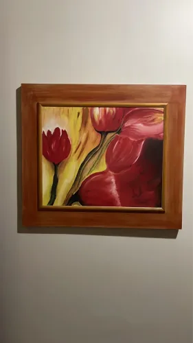 Quadro de tulipas vermelhas