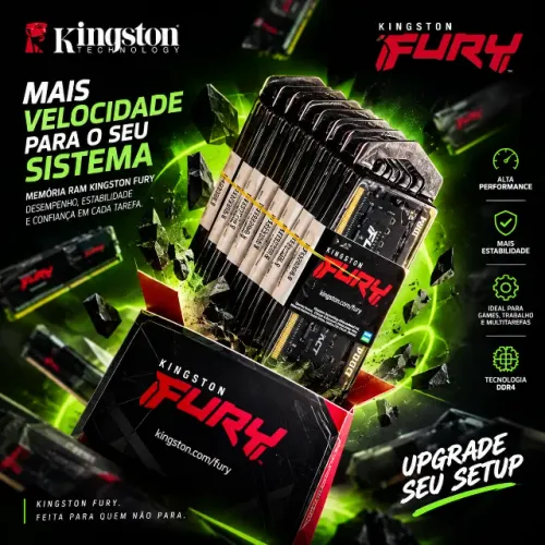 MEMÓRIA GAMER KINGSTON FURY 8GB DDR4 3200MHZ LACRADA